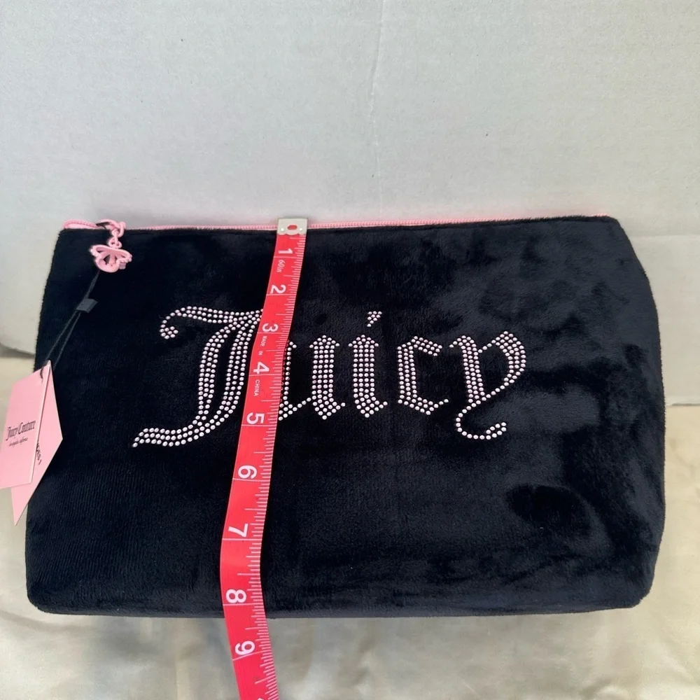 Juicy Couture Black and Pink Cosmetic Bags with Rhinestone Embellishments